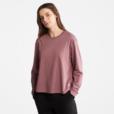 Timberland Anti-Odour Supima® Pamuklu Long-sleeved Tişört Kadın Pembe | TR-0846N