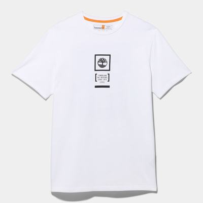 Timberland Camo Logo Tişört Erkek Beyaz | TR-2731Q