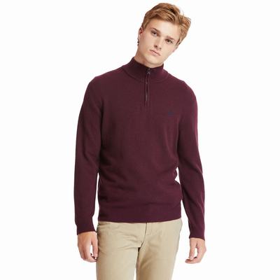 Timberland Cohas Brook Zip-neck Kazak Erkek Bordo | TR-7501B