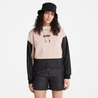 Timberland Colorblock Mixed-Media Kapüşonlu Sweatshirt Kadın Pembe | TR-7491M