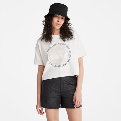Timberland Cropped Logo Tişört Kadın Beyaz | TR-2109A