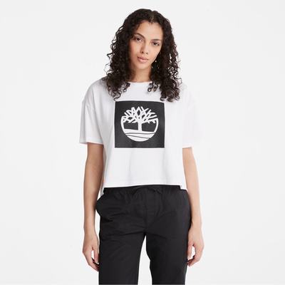 Timberland Cropped Logo Tişört Kadın Beyaz | TR-7490K
