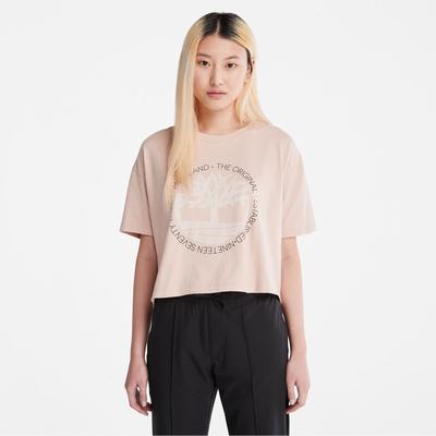 Timberland Cropped Logo Tişört Kadın Pembe | TR-4816C