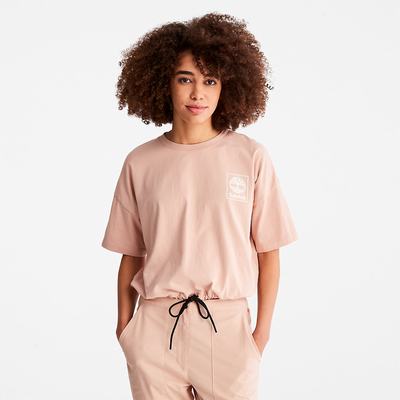 Timberland Cropped T-Shirt with Drawstring Hem Tişört Kadın Pembe | TR-4713U