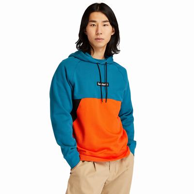 Timberland Cut-and-sew Kapüşonlu Sweatshirt Erkek Turkuaz | TR-0361D