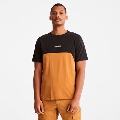 Timberland Cut-and-sew Tişört Erkek Siyah Kahverengi | TR-1402Z