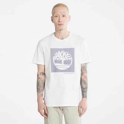Timberland Dotted Tree-logo Tişört Erkek Beyaz | TR-8756P