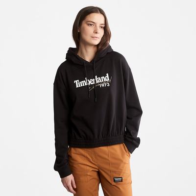 Timberland Established 1973 Logo Kapüşonlu Sweatshirt Kadın Siyah | TR-4287Q