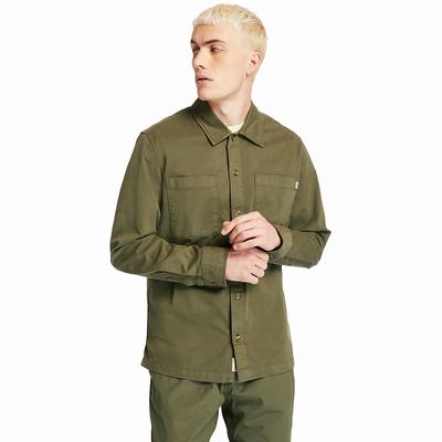 Timberland Garment-Dyed Twill Gömlek Erkek Koyu Yeşil | TR-0165T