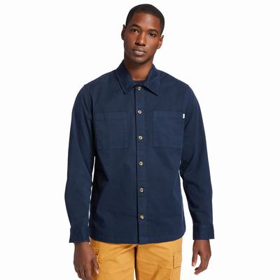 Timberland Garment-Dyed Twill Gömlek Erkek Lacivert | TR-8507Y