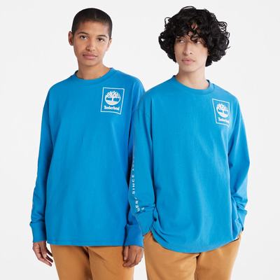 Timberland Heavyweight Back-Graphic Long-Sleeve Tişört Kadın Açık Mavi | TR-3671F