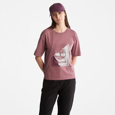 Timberland Logo Graphic Tişört Kadın Pembe | TR-7046X