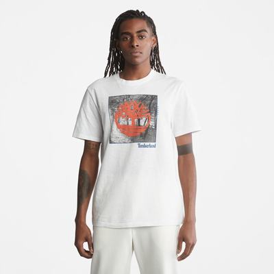 Timberland Logo Slub Tişört Erkek Beyaz | TR-0214L