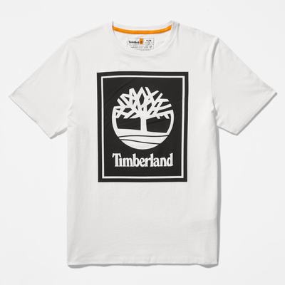 Timberland Logo Tişört Kadın Beyaz Siyah | TR-0273S