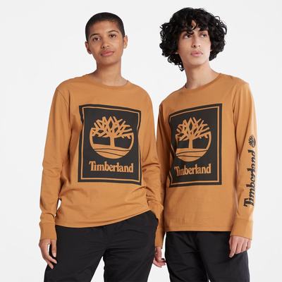 Timberland Long-Sleeve Logo Tişört Kadın Kahverengi Siyah | TR-1924R