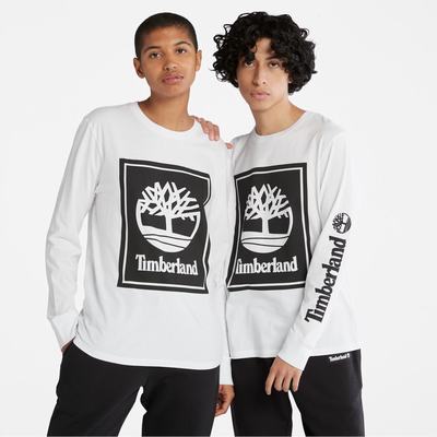 Timberland Long-Sleeve Logo Tişört Kadın Beyaz Siyah | TR-4276E