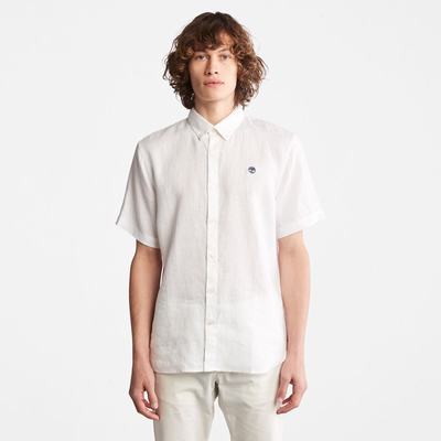 Timberland Mill River Kısa-Sleeve Linen Gömlek Erkek Beyaz | TR-1549K