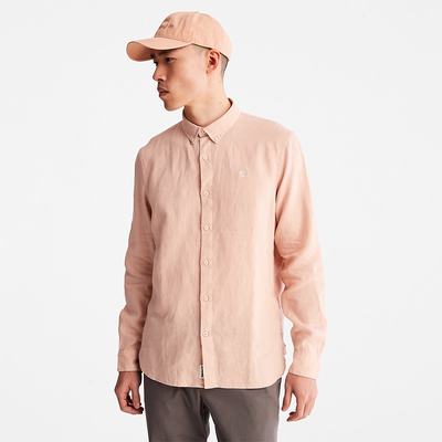 Timberland Mill River Slim-Fit Linen Gömlek Erkek Açık Pembe | TR-6148L