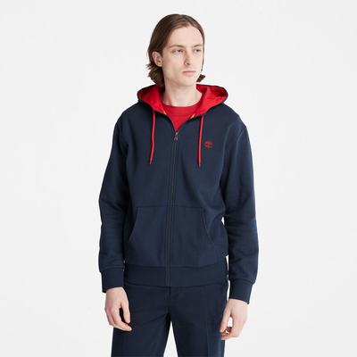 Timberland Oyster River Zip Kapüşonlu Sweatshirt Erkek Lacivert | TR-0127X