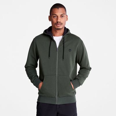 Timberland Oyster River Zip Kapüşonlu Sweatshirt Erkek Koyu Yeşil | TR-3542N
