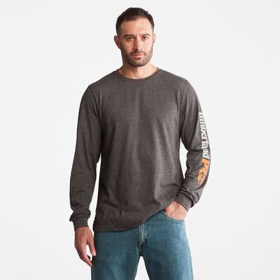 Timberland PRO® Base Plate Long-Sleeve Wicking Tişört Erkek Koyu Gri | TR-2096C