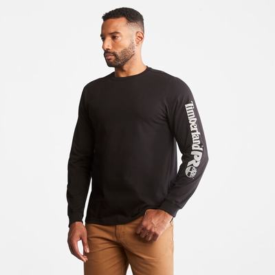 Timberland PRO® Base Plate Long-Sleeve Wicking Tişört Erkek Siyah | TR-7013X