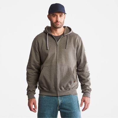 Timberland PRO® Hood Honcho Sport Zip-Front Kapüşonlu Sweatshirt Erkek Koyu Gri Beyaz | TR-8961K