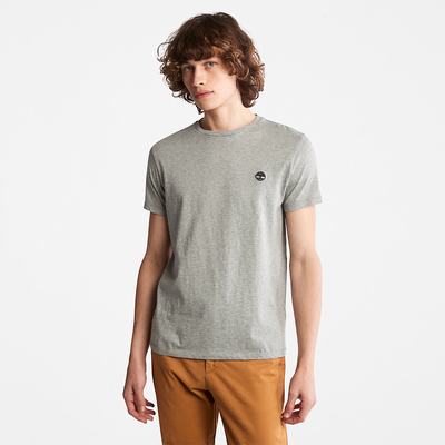 Timberland Pamuklu Logo Tişört Erkek Gri | TR-6501W