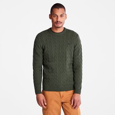 Timberland Phillips Brook Cable Crewneck Süveter Erkek Koyu Yeşil | TR-4170L