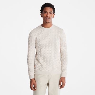 Timberland Phillips Brook Cable Crewneck Süveter Erkek Bej Rengi | TR-6172Z