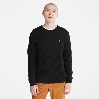 Timberland Phillips Brook Yün-Blend Cable Crewneck Kazak Erkek Siyah | TR-7318M