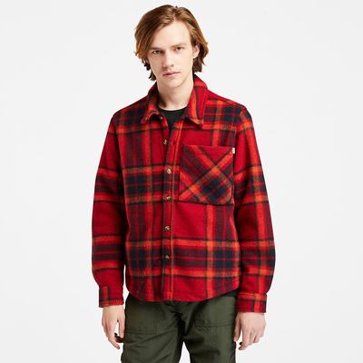 Timberland Plaid Fleece Overshirt Ceket Erkek Kırmızı | TR-5091J