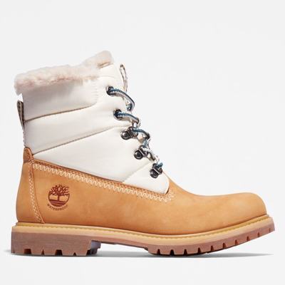 Timberland Premium 6-Inch Waterproof Puffer Kışlık Bot Kadın Kahverengi Beyaz | TR-3296V