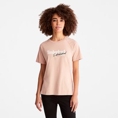 Timberland Raglan-sleeve Logo Tişört Kadın Pembe | TR-9127P