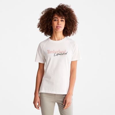 Timberland Raglan-sleeve Logo Tişört Kadın Beyaz | TR-9547T