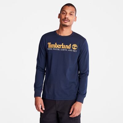 Timberland Rüzgâr, Su, Earth and Sky Long-Sleeve Tişört Erkek Lacivert | TR-4732R