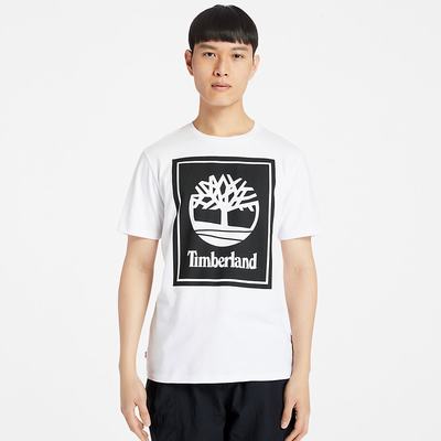 Timberland Stack Logo Tişört Kadın Beyaz | TR-5876S