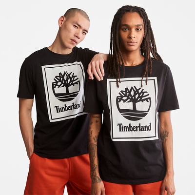 Timberland Stack Logo Tişört Kadın Siyah Beyaz | TR-8105G