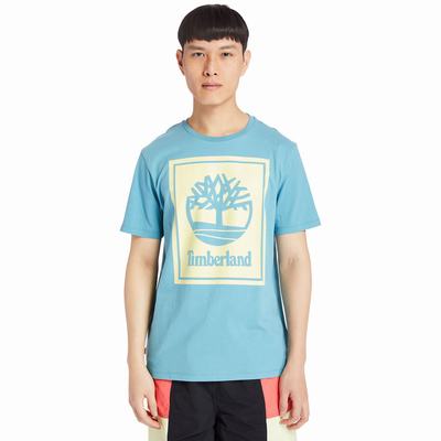 Timberland Stack Logo Tişört Kadın Turkuaz | TR-3057L