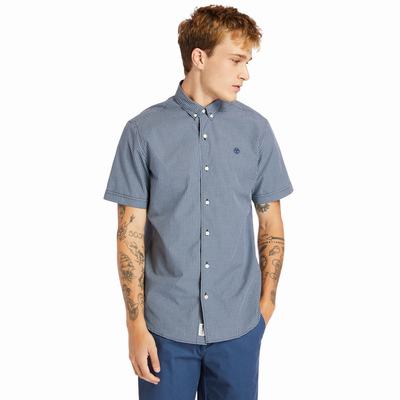 Timberland Suncook River Kısa-Sleeve Poplin Gömlek Erkek Mavi | TR-1904Y