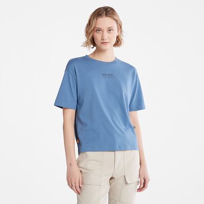 Timberland T-Shirt with Tencel™ x Refibra™ Teknolojileri Tişört Kadın Mavi | TR-4583L