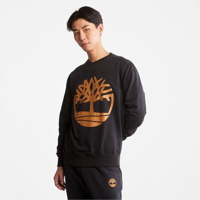 Timberland Tree Logo Crewneck Tişörtü Erkek Siyah Kahverengi | TR-1437H