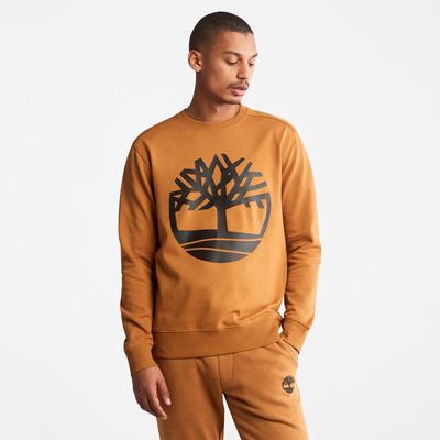 Timberland Tree Logo Crewneck Tişörtü Erkek Kahverengi Siyah | TR-7482G