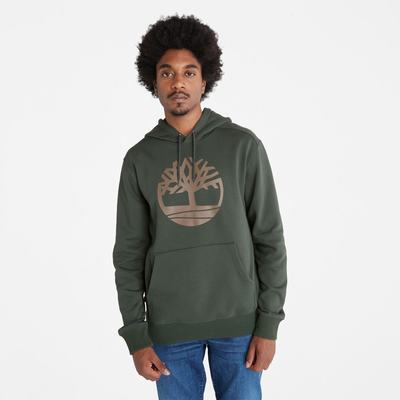 Timberland Tree-Logo Kapüşonlu Sweatshirt Erkek Koyu Zeytin Yeşili Kahverengi | TR-5129B