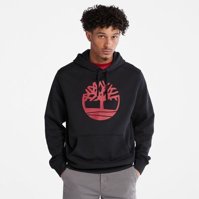 Timberland Tree-Logo Kapüşonlu Sweatshirt Erkek Siyah Koyu Kırmızı | TR-6872X